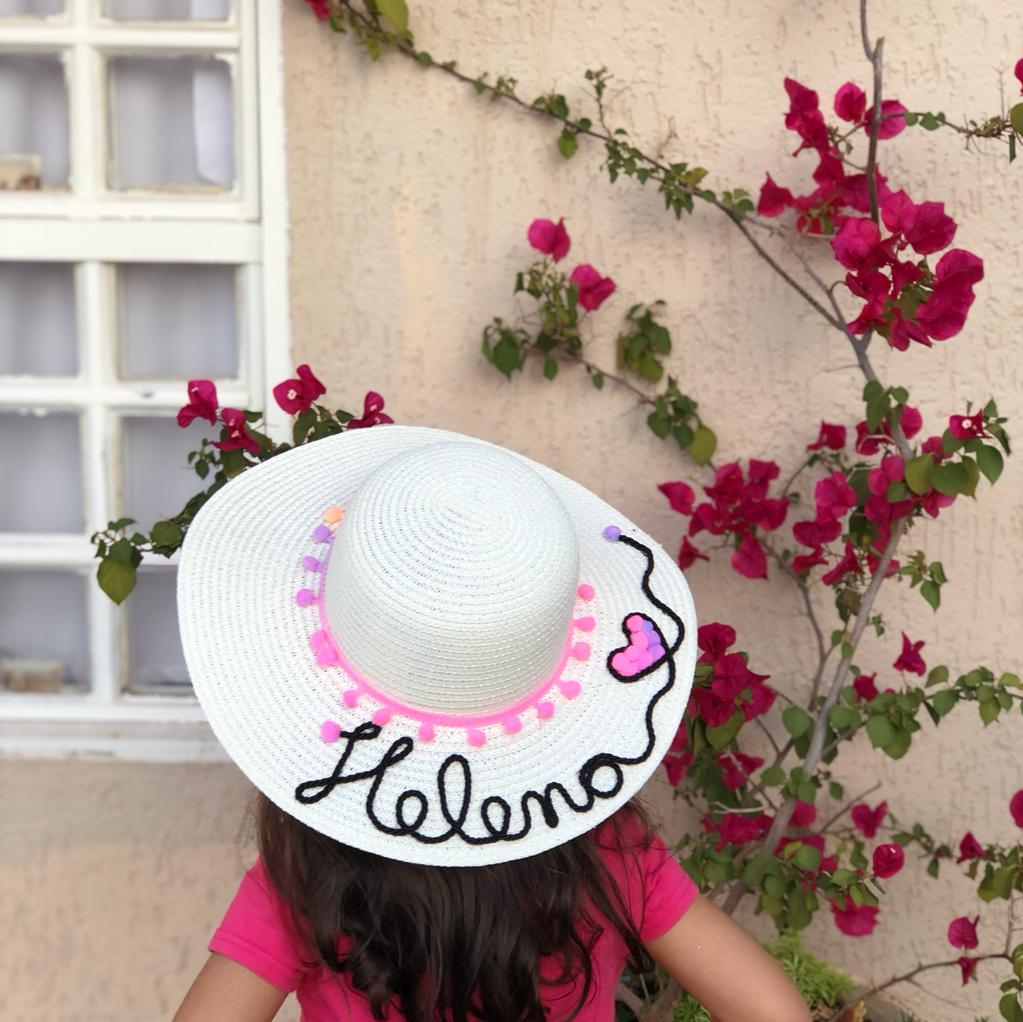 Chapéu Infantil Fofinho Carolina com Laço Floral Rosa Marfim